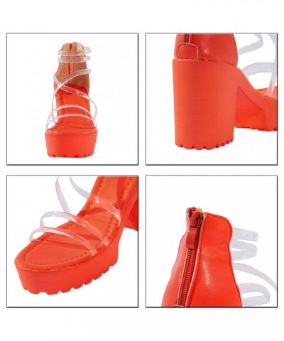 High Heeled sandals For Women Toddler Boy sandals Velvet Platform Heels sandals Women Silver Comfortable Chunky Heeled Orange...