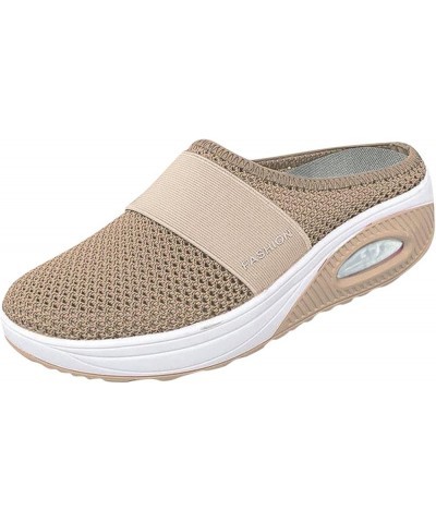 Women's Air Cushion Slip-On Walking Shoes Orthopedic Diabetic Walking Shoes, Breathable Sport Running Platform Shoes 3-khaki ...