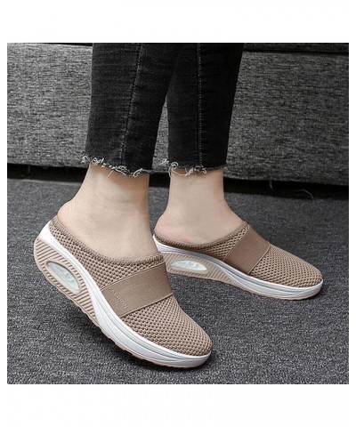 Women's Air Cushion Slip-On Walking Shoes Orthopedic Diabetic Walking Shoes, Breathable Sport Running Platform Shoes 3-khaki ...