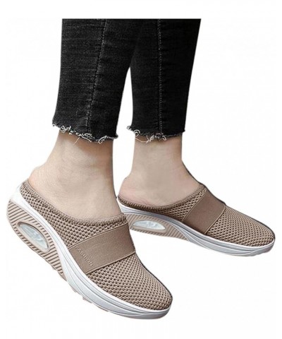 Women's Air Cushion Slip-On Walking Shoes Orthopedic Diabetic Walking Shoes, Breathable Sport Running Platform Shoes 3-khaki ...