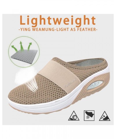 Women's Air Cushion Slip-On Walking Shoes Orthopedic Diabetic Walking Shoes, Breathable Sport Running Platform Shoes 3-khaki ...