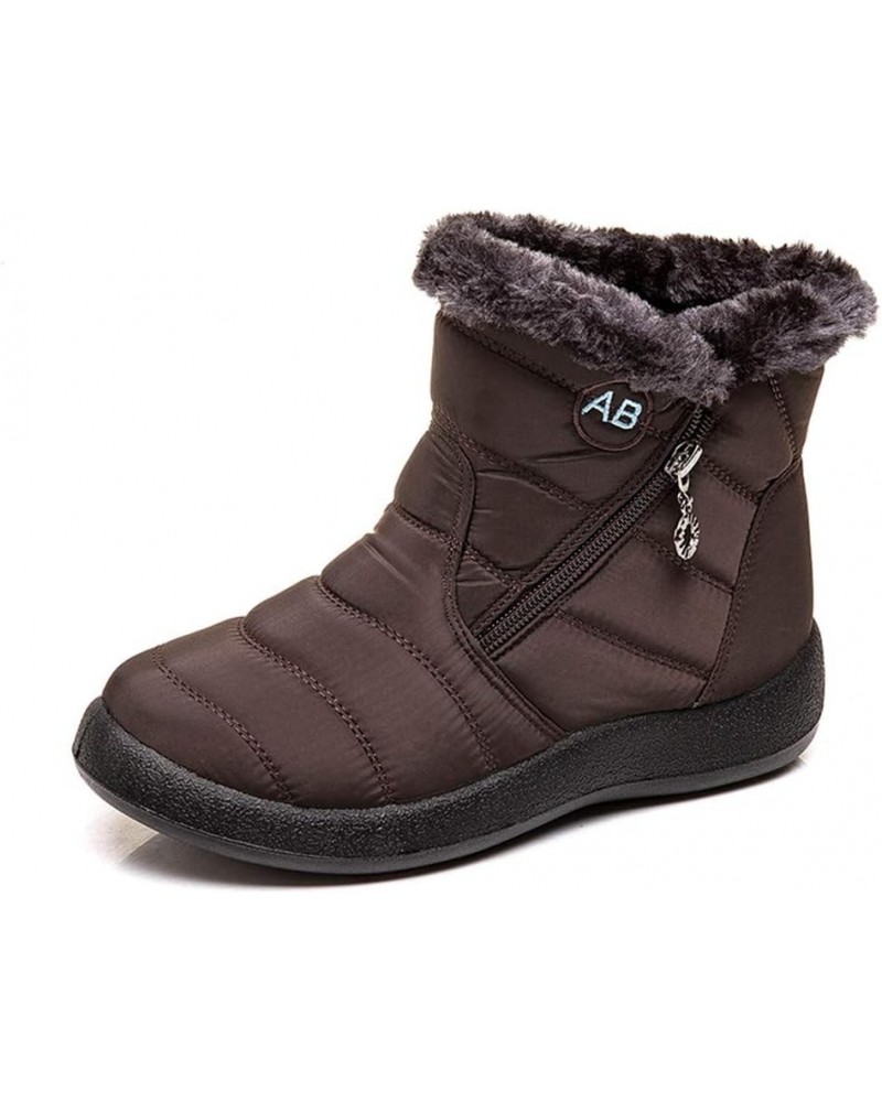 Women's Snow Boots Winter Ankle Short Bootie Waterproof Footwear Warm Shoes Brown $26.23 Boots