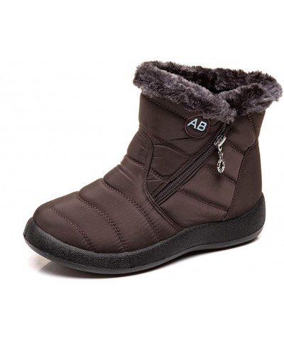 Women's Snow Boots Winter Ankle Short Bootie Waterproof Footwear Warm Shoes Brown $26.23 Boots