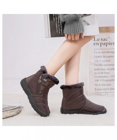 Women's Snow Boots Winter Ankle Short Bootie Waterproof Footwear Warm Shoes Brown $26.23 Boots