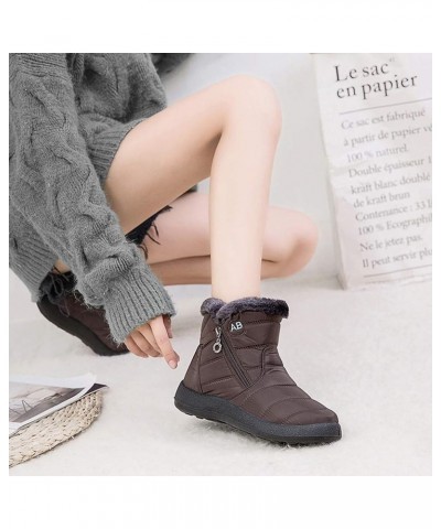 Women's Snow Boots Winter Ankle Short Bootie Waterproof Footwear Warm Shoes Brown $26.23 Boots