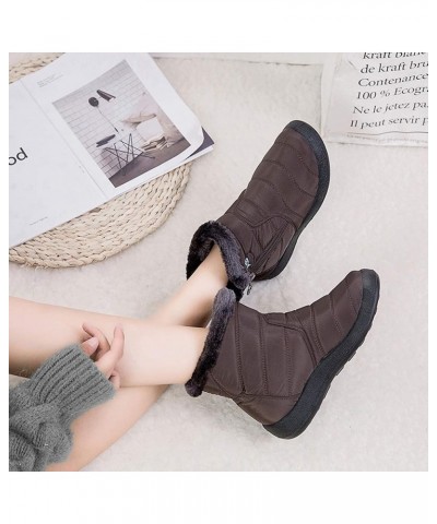 Women's Snow Boots Winter Ankle Short Bootie Waterproof Footwear Warm Shoes Brown $26.23 Boots