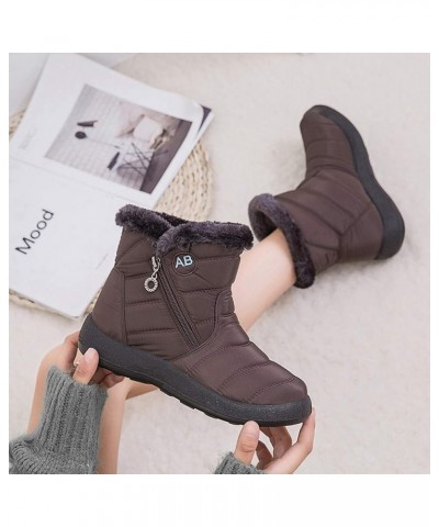 Women's Snow Boots Winter Ankle Short Bootie Waterproof Footwear Warm Shoes Brown $26.23 Boots