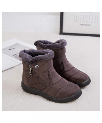 Women's Snow Boots Winter Ankle Short Bootie Waterproof Footwear Warm Shoes Brown $26.23 Boots