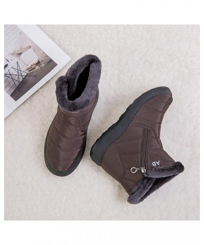 Women's Snow Boots Winter Ankle Short Bootie Waterproof Footwear Warm Shoes Brown $26.23 Boots