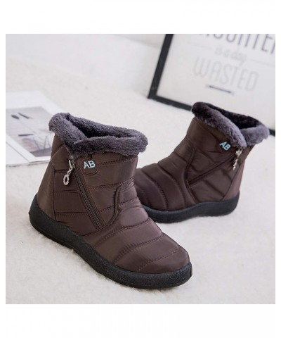 Women's Snow Boots Winter Ankle Short Bootie Waterproof Footwear Warm Shoes Brown $26.23 Boots