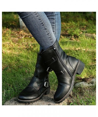 Western Boots Womens Chunky Knee High Boots Women'S Knee High Boots With Heel Anti-Slip Snow Boots Black $19.87 Boots