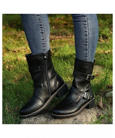 Western Boots Womens Chunky Knee High Boots Women'S Knee High Boots With Heel Anti-Slip Snow Boots Black $19.87 Boots