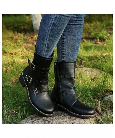 Western Boots Womens Chunky Knee High Boots Women'S Knee High Boots With Heel Anti-Slip Snow Boots Black $19.87 Boots