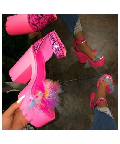 Sandals For Women Dressy Summer Comfortable Dressy Peep Toe High Heel Sandals Shoes With Buckle Strap Pink $17.07 Sandals