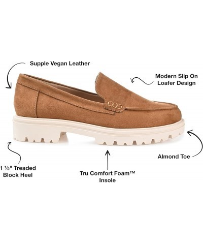 Womens Medium, Wide and Narrow Width Erika Loafer Almond Toe Slip On Flats Tan $30.48 Loafers & Slip-Ons