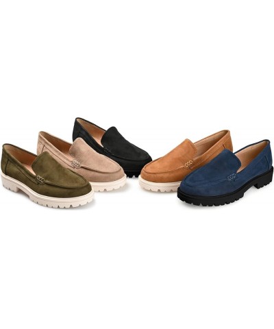 Womens Medium, Wide and Narrow Width Erika Loafer Almond Toe Slip On Flats Tan $30.48 Loafers & Slip-Ons