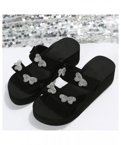 Sandals Women Dressy Summer Fashion Spring Summer Women Sandals Platform Thick Sole Wedge Heel High Heel Flower Print G15-bla...