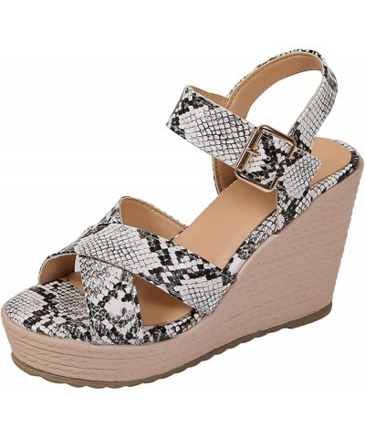 women's platform wedge sandals, Womens Fashion Solid Wedges Casual Buckle Strap Roman Shoes Sandals Z 11-white $14.35 Sandals