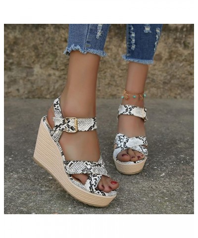 women's platform wedge sandals, Womens Fashion Solid Wedges Casual Buckle Strap Roman Shoes Sandals Z 11-white $14.35 Sandals