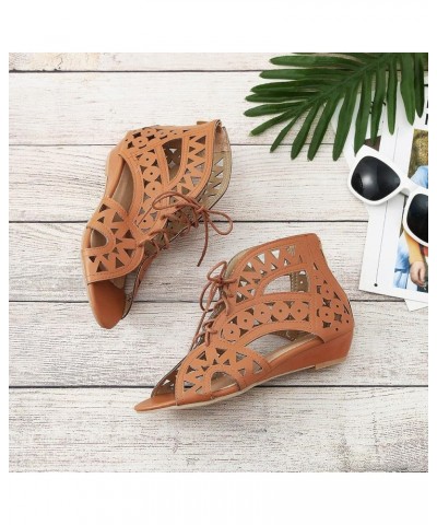 Platform Sandals for Women Dressy Slip on Slides Slippers Summer Non Slip Beach Shoes Wide Fit Wedge Sandals Brown $18.51 San...