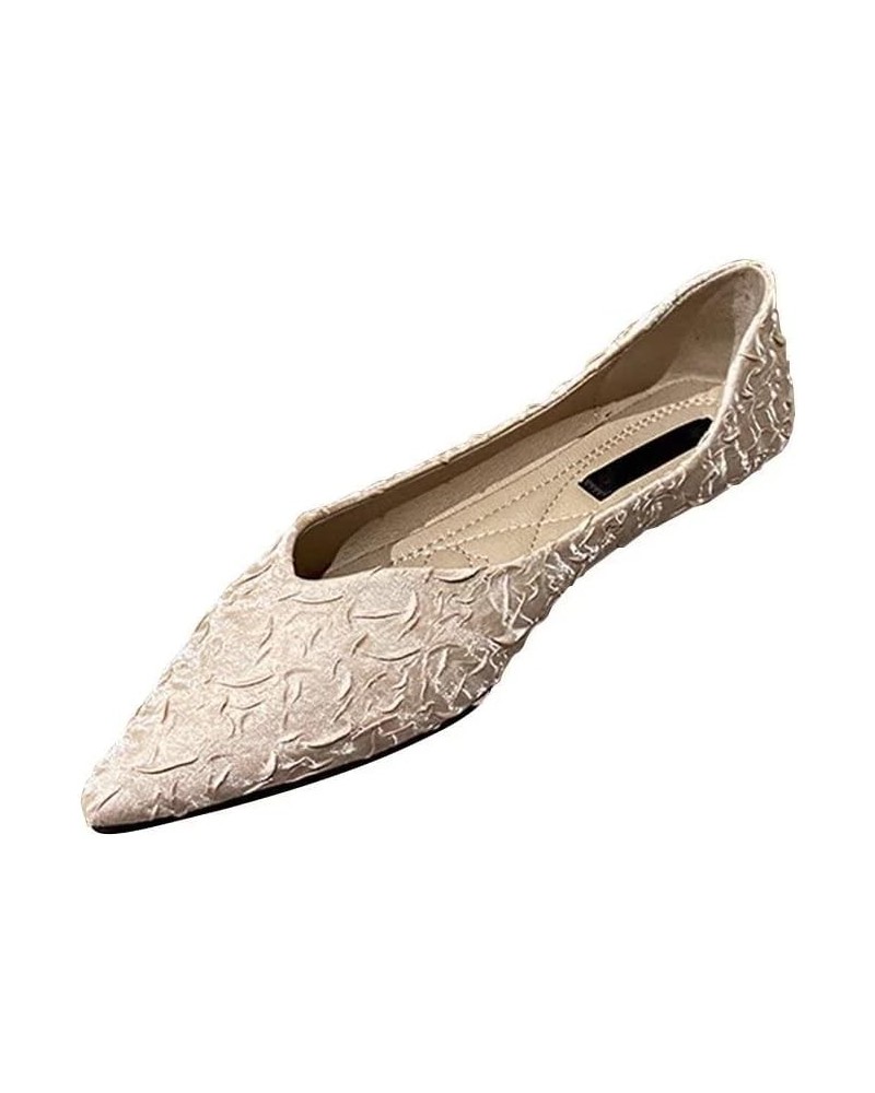 Womens Casual Flats Pointed Toe Slip On Flats Shoes B Apricot $16.39 Flats