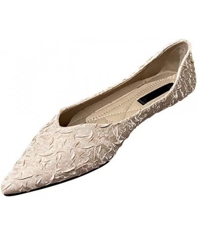 Womens Casual Flats Pointed Toe Slip On Flats Shoes B Apricot $16.39 Flats