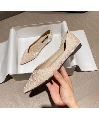 Womens Casual Flats Pointed Toe Slip On Flats Shoes B Apricot $16.39 Flats