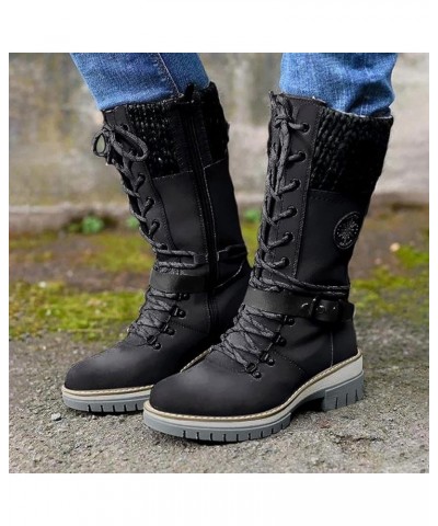 Tall Boots for Women Winter Snow Boots for Women Comfortable Outdoor Anti-Slip Mid Calf Boots Warm Fur Lined Booties B2-black...