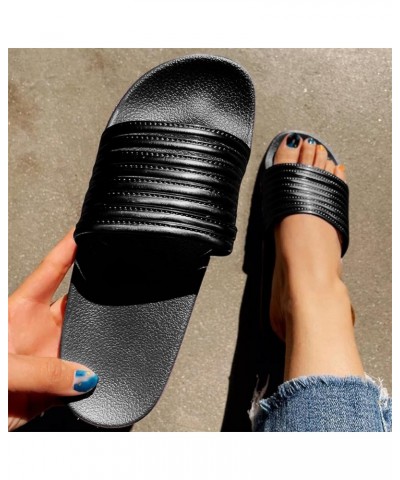 Women Shoes Flat Beach Slippers Shiny Flat Slippers Flash Diamond Sandals Black ➤➤ 2024 Shoes for Women $12.41 Boots