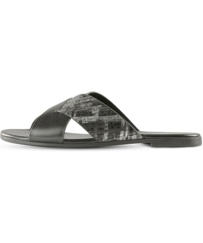 Slip-On Flat Leather Slides for Women | Two Strap Open Toe Beach Sandals - BOJRA & ABANTI Abinta - Black $29.69 Sandals