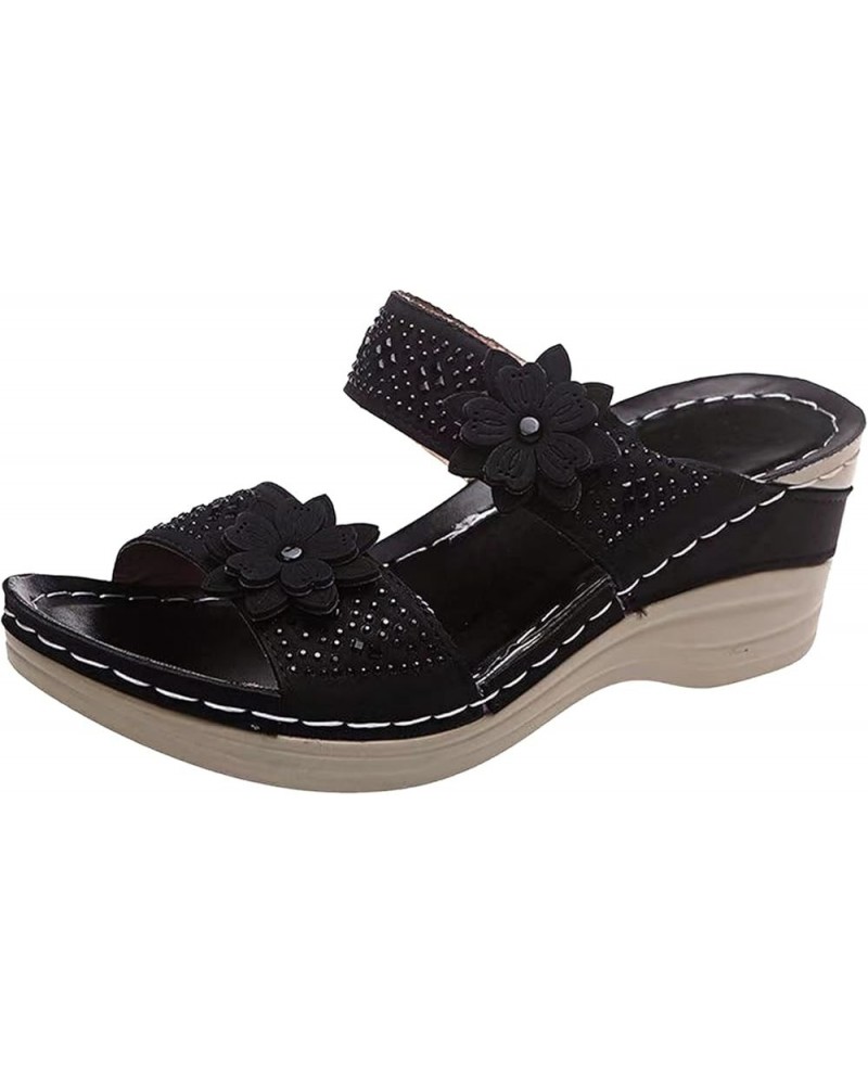 espadrille sandal platform, Women's Fashion Summer Solid Peep Toe Casual Wedge Platform Shoes Sandals A01 Black $11.53 Sandals