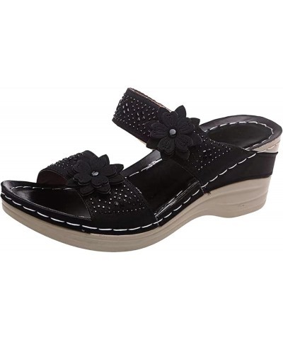 espadrille sandal platform, Women's Fashion Summer Solid Peep Toe Casual Wedge Platform Shoes Sandals A01 Black $11.53 Sandals