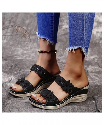 espadrille sandal platform, Women's Fashion Summer Solid Peep Toe Casual Wedge Platform Shoes Sandals A01 Black $11.53 Sandals