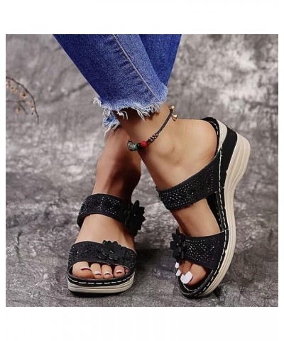 espadrille sandal platform, Women's Fashion Summer Solid Peep Toe Casual Wedge Platform Shoes Sandals A01 Black $11.53 Sandals