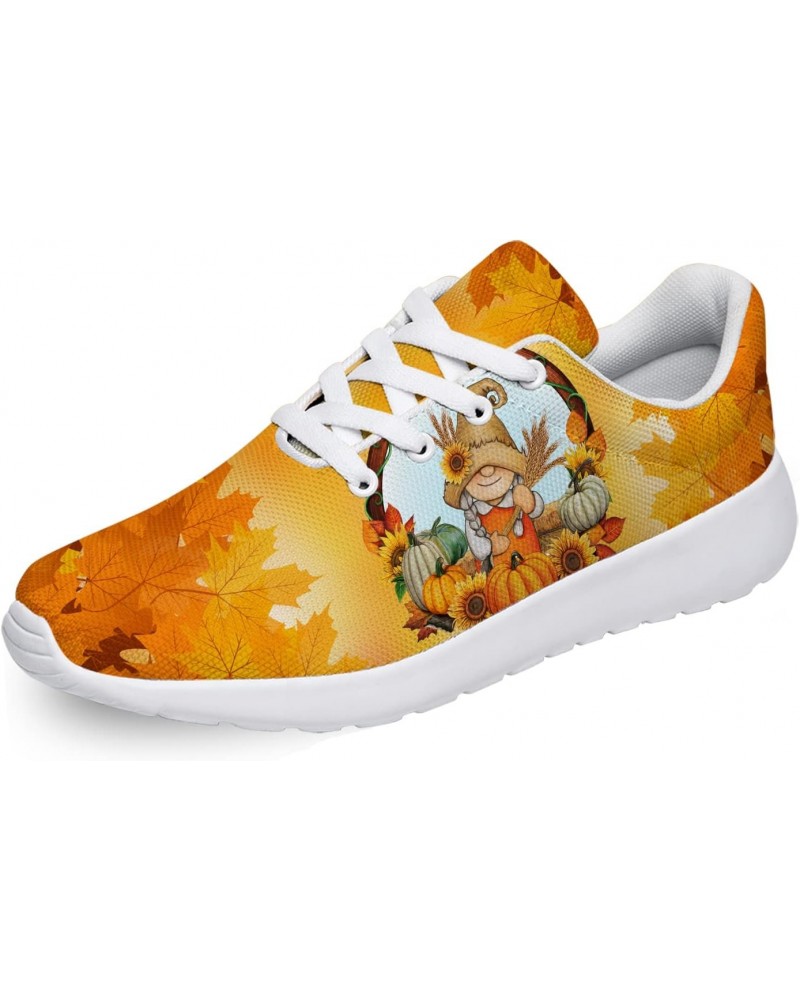 Thanksgiving Themed Shoes Women's Men's Tennis Running Sneakers Fall Autumn Leaves with Pumpkin Print Walking Shoes Gifts for...