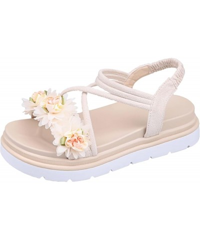 Womens Size 9 Comfort Sandal Women Sandals Fashion Spring and Summer Flower Decoration Cute Elastic Bland Thick Bottom Flat C...