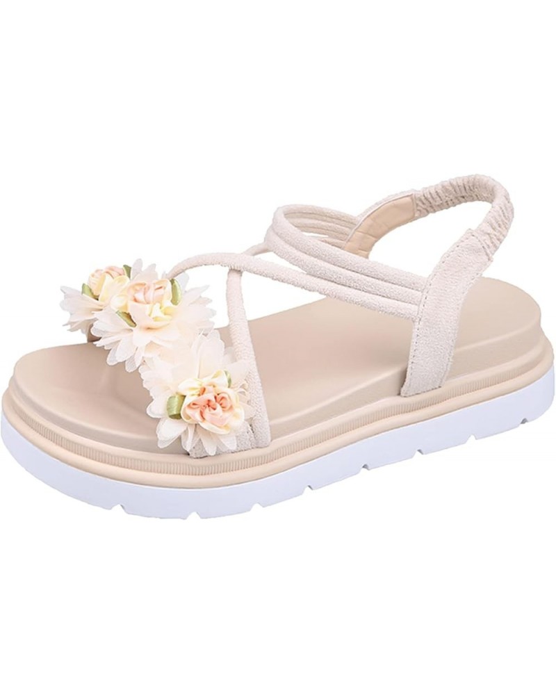 Womens Size 9 Comfort Sandal Women Sandals Fashion Spring and Summer Flower Decoration Cute Elastic Bland Thick Bottom Flat C...