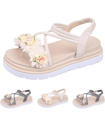 Womens Size 9 Comfort Sandal Women Sandals Fashion Spring and Summer Flower Decoration Cute Elastic Bland Thick Bottom Flat C...