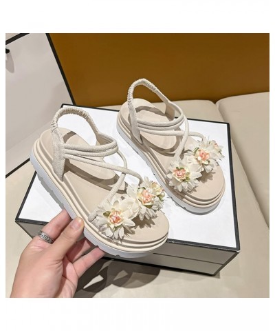 Womens Size 9 Comfort Sandal Women Sandals Fashion Spring and Summer Flower Decoration Cute Elastic Bland Thick Bottom Flat C...