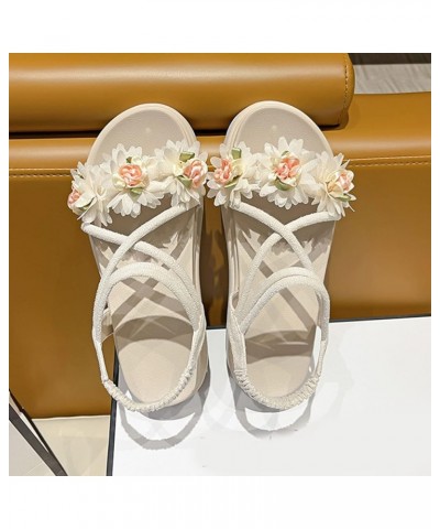 Womens Size 9 Comfort Sandal Women Sandals Fashion Spring and Summer Flower Decoration Cute Elastic Bland Thick Bottom Flat C...