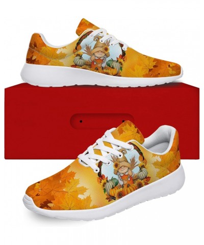 Thanksgiving Themed Shoes Women's Men's Tennis Running Sneakers Fall Autumn Leaves with Pumpkin Print Walking Shoes Gifts for...