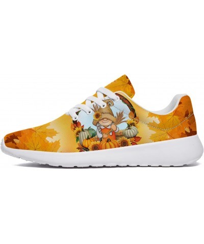 Thanksgiving Themed Shoes Women's Men's Tennis Running Sneakers Fall Autumn Leaves with Pumpkin Print Walking Shoes Gifts for...