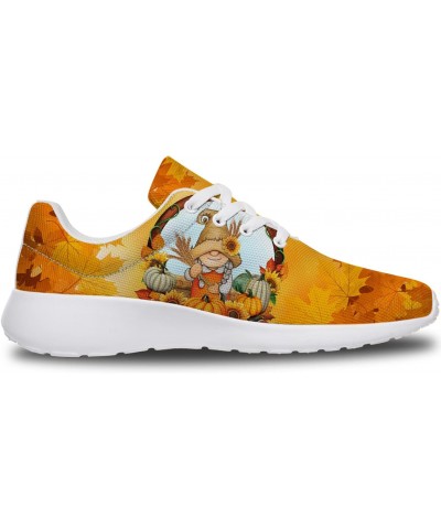 Thanksgiving Themed Shoes Women's Men's Tennis Running Sneakers Fall Autumn Leaves with Pumpkin Print Walking Shoes Gifts for...