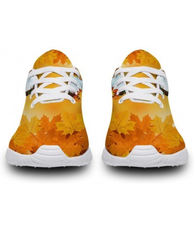 Thanksgiving Themed Shoes Women's Men's Tennis Running Sneakers Fall Autumn Leaves with Pumpkin Print Walking Shoes Gifts for...