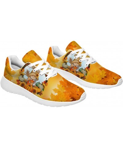 Thanksgiving Themed Shoes Women's Men's Tennis Running Sneakers Fall Autumn Leaves with Pumpkin Print Walking Shoes Gifts for...