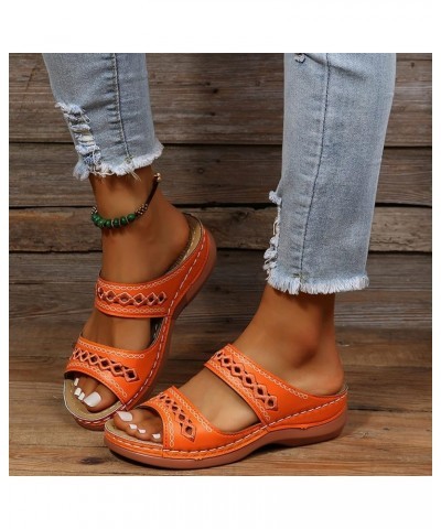 Women Flip Flop Comfort Cloud Slippers Closed Toe Sandals Women White Sandals Women Nude Flats Sandals Women Comfortab Orange...