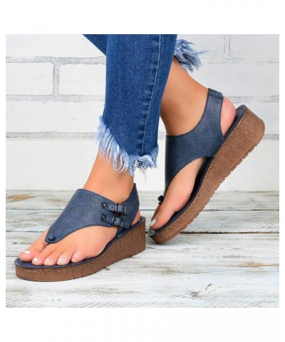 Womens Flat Sandals Ladies Summer Vintage Buckle Design Ankle Strap Thong Sandals Faux Leather Flip Flops Comfy T-Bar Slingba...