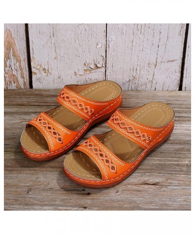 Women Flip Flop Comfort Cloud Slippers Closed Toe Sandals Women White Sandals Women Nude Flats Sandals Women Comfortab Orange...