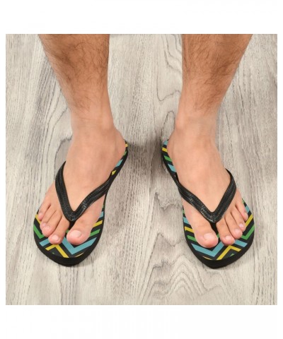 Acpiggto Flip Flops Zigzag Striped Geometric Stripes Yellow Green Women Men Slides Slippers Summer Beach Sandals $14.30 Sandals