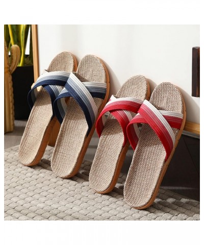 Womens Sandals Dressy Summer Flat, Women's Linen Beach Sandals Slippers Bow Boho Casual Summer Sandals F-red $9.50 Sandals